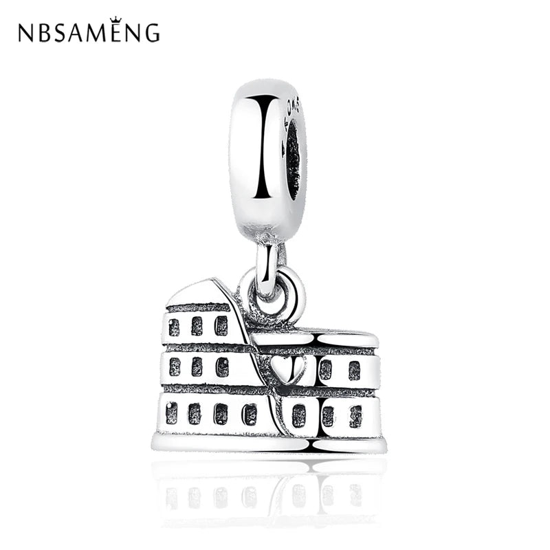 925 Silver Rome Colosseum Dangle Charm for Bracelets