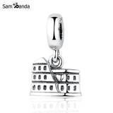 925 Silver Colosseum Dangle Charm Bead for Bracelets DIY