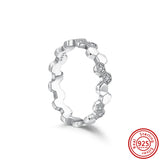 925 Sterling Silver Snake Printed Star Sparkling Pave Ring