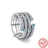 925 Sterling Silver Snake Printed Star Sparkling Pave Ring