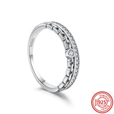 925 Sterling Silver Snake Printed Star Sparkling Pave Ring