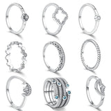 925 Sterling Silver Snake Printed Star Sparkling Pave Ring