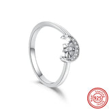 925 Sterling Silver Snake Printed Star Sparkling Pave Ring