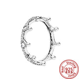 925 Silver Crown Heart Flower Wing Clear Zircon CZ Ring for Women