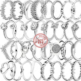 925 Silver Crown Heart Flower Wing Clear Zircon CZ Ring for Women