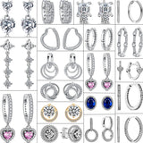 925 Silver Eternal Heart Zircon Stud Earrings Classic Jewelry