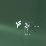 925 Silver Zircon Leaves Stud Earrings Drop