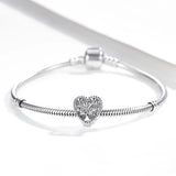 925 Sterling Silver Family Tree Beads Crystal Heart Charms For DIY Jewelry