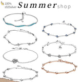 925 Silver Snake Chain Bracelet with Mom Heart Dangle Bead Jewelry