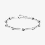 925 Sterling Silver Snake Bracelet with Heart & Mom Heart Dangle Bead