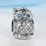 925 Sterling Silver Graduate Owl Charm Bead Bracelet DIY Jewelry