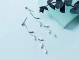 925 Sterling Silver Vine Branch Leaf Tassel Earrings