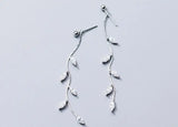 925 Sterling Silver Vine Branch Leaf Tassel Earrings