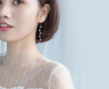 925 Sterling Silver Vine Branch Leaf Tassel Earrings
