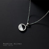 925 Silver Crystal Water Circle Pendant Necklace