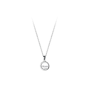 925 Silver Crystal Water Circle Pendant Necklace