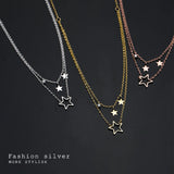 925 Silver Star CZ Pendant Necklace C-D7655