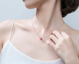 925 Silver Garnet Heart Necklace Lady's GTLx1712