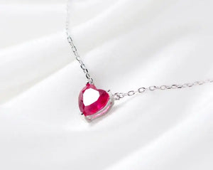 925 Silver Garnet Heart Necklace Lady's GTLx1712