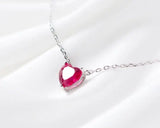925 Silver Garnet Heart Necklace Lady's GTLx1712