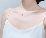 925 Silver Garnet Heart Necklace Lady's GTLx1712