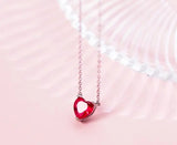925 Silver Garnet Heart Necklace Lady's GTLx1712