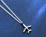 925 Sterling Silver Airplane Aircraft Pendant Necklace