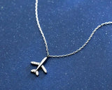 925 Sterling Silver Airplane Aircraft Pendant Necklace