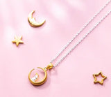 925 Sterling Silver Golden Rabbit Moon Pendant Necklace