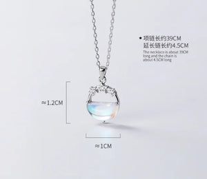 925 Silver Half Circle Star CZ Pendant Necklace