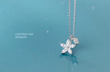 925 Sterling Silver Prong cz 4A+ Flower &Leaf Pendant Necklace