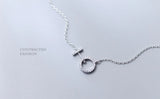 925 Silver CZ Open Circle & Bar Pendant Necklace