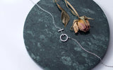 925 Silver CZ Open Circle & Bar Pendant Necklace