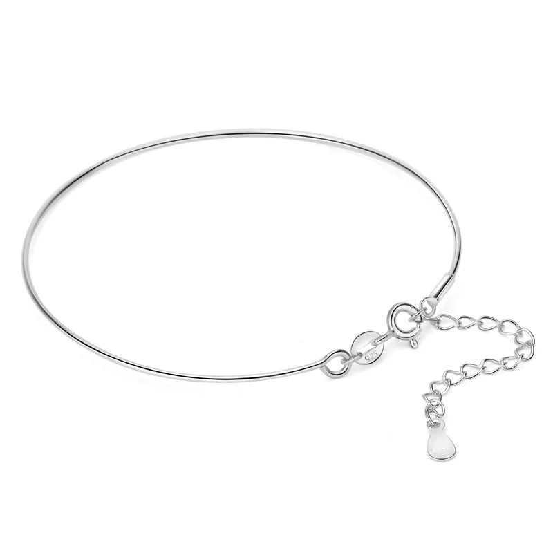 S925 Sterling Silver Bangle Bracelet DIY Beaded Spiral Jewelry Making