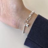 S925 Sterling Silver Beads Bracelet with Heart Charm