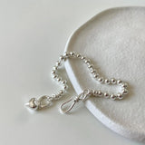 S925 Sterling Silver Beads Bracelet with Heart Charm