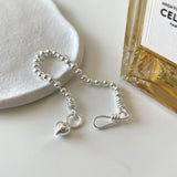 S925 Sterling Silver Beads Bracelet with Heart Charm