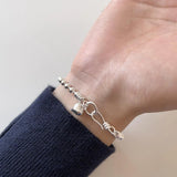 S925 Sterling Silver Beads Bracelet with Heart Charm