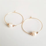 14K Filled Earrings Natural Freshwater Pearls Hoop Earrings