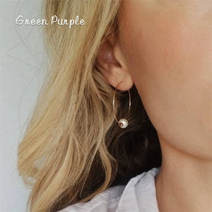 14K Filled Earrings Natural Freshwater Pearls Hoop Earrings