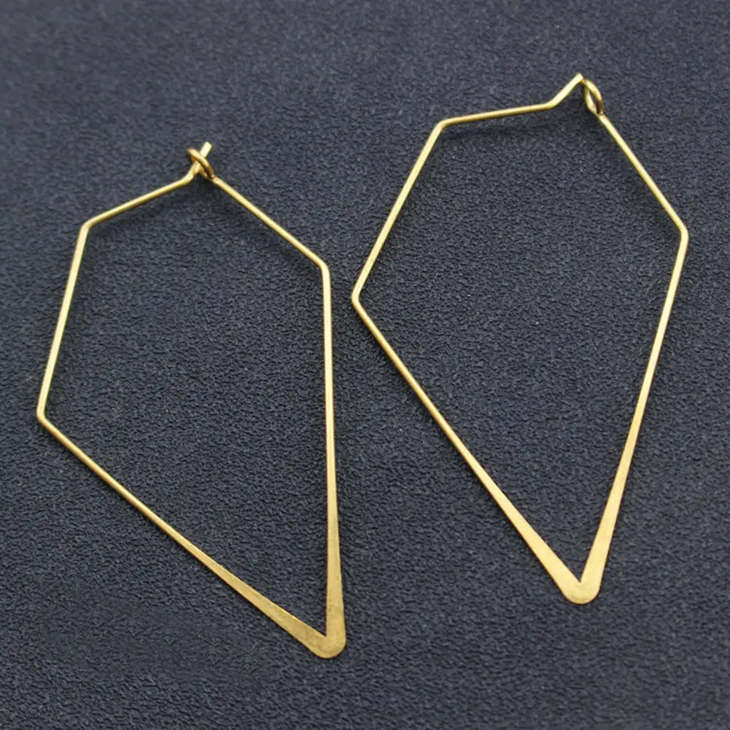 14k Filled Triangle Earrings Hammered Vintage Jewelry Gift G-17