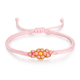 24K Yellow Smooth Bead Pink Flower Bracelet