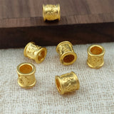 24K Yellow Pendant Tube Bead 3D Lucky Six-word Motto