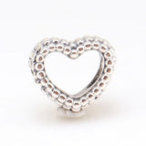 925 Sterling Silver Beaded Heart Bead Charm