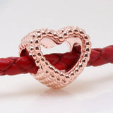 925 Sterling Silver Beaded Heart Bead Charm