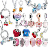 925 Sterling Pink Heart Air Balloon Charm for Bracelet & Necklace