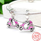 925 Sterling Pink Heart Air Balloon Charm for Bracelet & Necklace