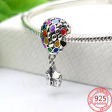 925 Sterling Pink Heart Air Balloon Charm for Bracelet & Necklace