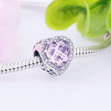 925 Silver Heart Pink Zirconia Stone Bead Bracelet for Women