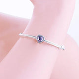925 Silver Heart Pink Zirconia Stone Bead Bracelet for Women